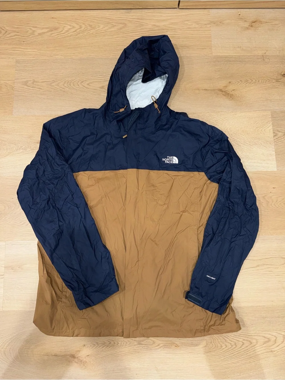 The North Face Navy and Brown Hooded Rain Jacket